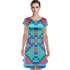 Checkerboard Square Abstract Cap Sleeve Nightdress