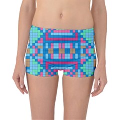 Checkerboard Square Abstract Reversible Boyleg Bikini Bottoms