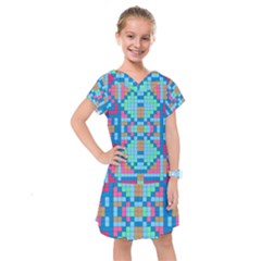 Checkerboard Square Abstract Kids  Drop Waist Dress