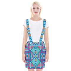 Checkerboard Square Abstract Braces Suspender Skirt