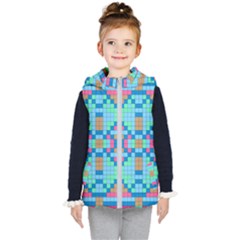 Checkerboard Square Abstract Kids  Hooded Puffer Vest