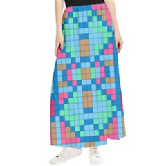 Checkerboard Square Abstract Maxi Chiffon Skirt