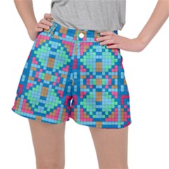 Checkerboard Square Abstract Women s Ripstop Shorts