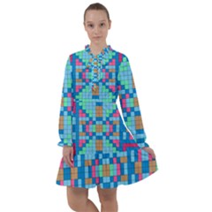 Checkerboard Square Abstract All Frills Chiffon Dress