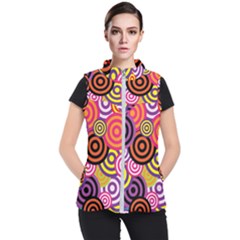 Abstract Circles Background Retro Women s Puffer Vest
