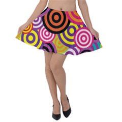 Abstract Circles Background Retro Velvet Skater Skirt