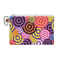 Abstract Circles Background Retro Canvas Cosmetic Bag (large) by Ravend
