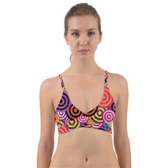 Abstract Circles Background Retro Wrap Around Bikini Top