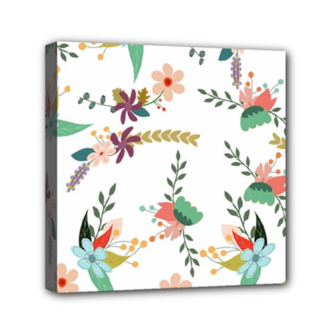 Floral Backdrop Pattern Flower Mini Canvas 6  X 6  (stretched) by Ravend