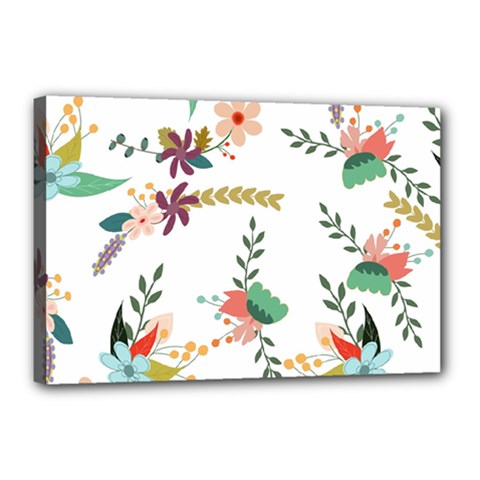 Floral Backdrop Pattern Flower Canvas 18  X 12  (stretched)