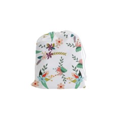 Floral Backdrop Pattern Flower Drawstring Pouch (small)