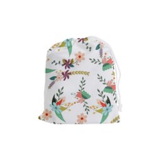 Floral Backdrop Pattern Flower Drawstring Pouch (medium)