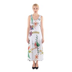 Floral Backdrop Pattern Flower Sleeveless Maxi Dress