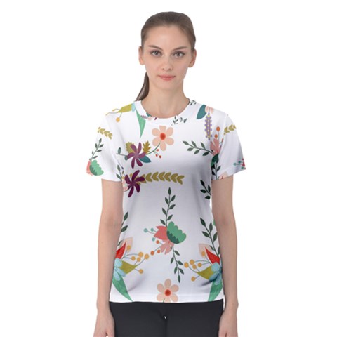 Floral Backdrop Pattern Flower Women s Sport Mesh T-shirt by Ravend