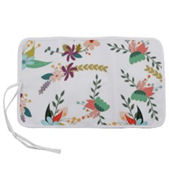 Floral Backdrop Pattern Flower Pen Storage Case (l)