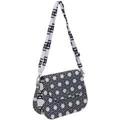 Geometric Floral Curved Shape Motif Saddle Handbag