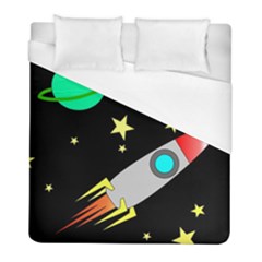 Planet Rocket Space Stars Duvet Cover (full/ Double Size)