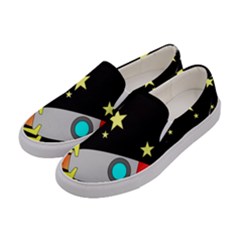 Planet Rocket Space Stars Women s Canvas Slip Ons by Ravend