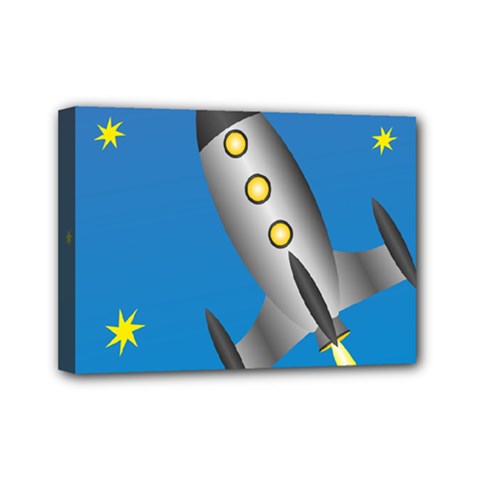 Rocket Spaceship Space Travel Nasa Mini Canvas 7  X 5  (stretched)