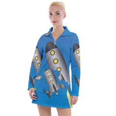 Rocket Spaceship Space Travel Nasa Women s Long Sleeve Casual Dress by Ravend