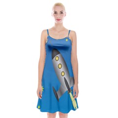 Rocket Spaceship Space Travel Nasa Spaghetti Strap Velvet Dress