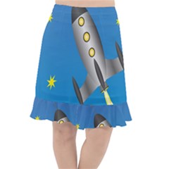 Rocket Spaceship Space Travel Nasa Fishtail Chiffon Skirt