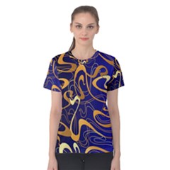 Squiggly Lines Blue Ombre Women s Cotton T-shirt