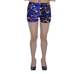 Squiggly Lines Blue Ombre Skinny Shorts by Ravend