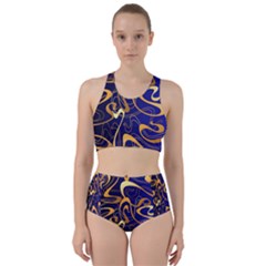 Squiggly Lines Blue Ombre Racer Back Bikini Set by Ravend