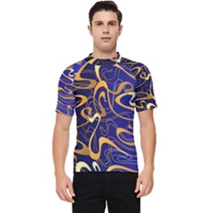 Squiggly Lines Blue Ombre Men s Short Sleeve Rash Guard