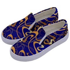 Squiggly Lines Blue Ombre Kids  Canvas Slip Ons