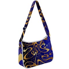 Squiggly Lines Blue Ombre Zip Up Shoulder Bag by Ravend