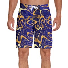 Squiggly Lines Blue Ombre Men s Beach Shorts by Ravend