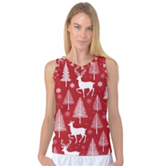 Christmas Tree Deer Pattern Red Women s Basketball Tank Top