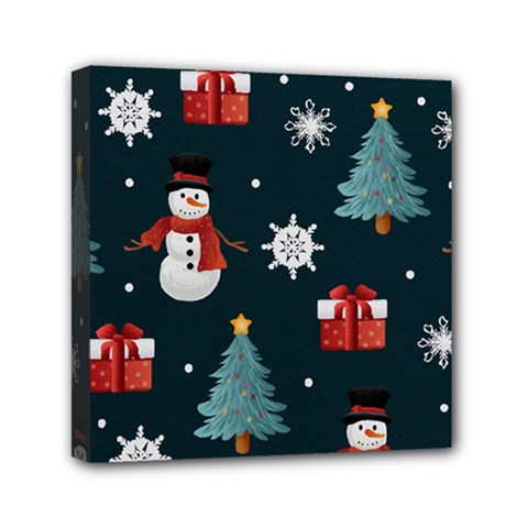 Snowmen Christmas Trees Mini Canvas 6  x 6  (Stretched)