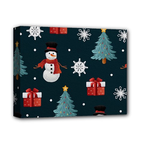 Snowmen Christmas Trees Deluxe Canvas 14  X 11  (stretched)