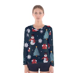 Snowmen Christmas Trees Women s Long Sleeve T-shirt