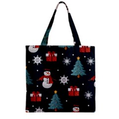 Snowmen Christmas Trees Zipper Grocery Tote Bag