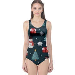 Snowmen Christmas Trees One Piece Swimsuit