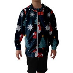 Snowmen Christmas Trees Kids  Hooded Windbreaker