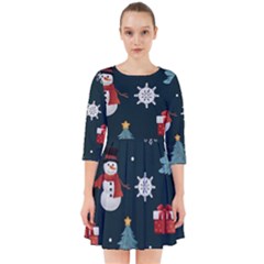 Snowmen Christmas Trees Smock Dress by Ravend