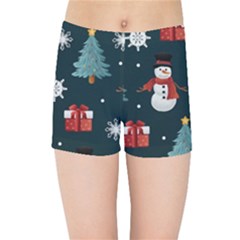 Snowmen Christmas Trees Kids  Sports Shorts