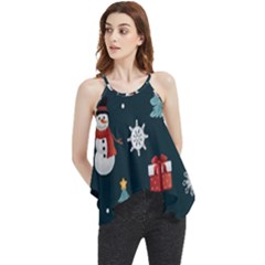 Snowmen Christmas Trees Flowy Camisole Tank Top