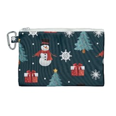 Snowmen Christmas Trees Canvas Cosmetic Bag (large) by Ravend