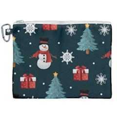 Snowmen Christmas Trees Canvas Cosmetic Bag (XXL)