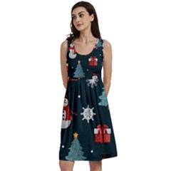 Snowmen Christmas Trees Classic Skater Dress by Ravend