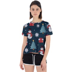 Snowmen Christmas Trees Open Back Sport T-shirt