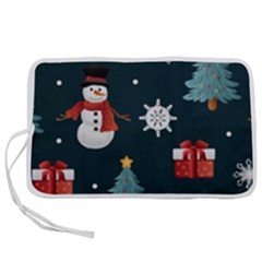 Snowmen Christmas Trees Pen Storage Case (m)