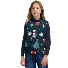 Snowmen Christmas Trees Kid s Button Up Puffer Vest	