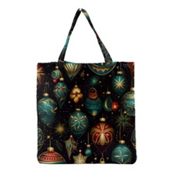 Christmas Ornaments Pattern Grocery Tote Bag by Ravend